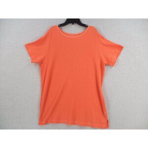 Woman Within Ribbed Short Sleeve Coral Top Large 18/20